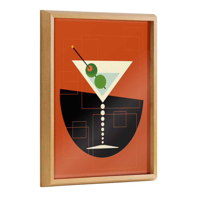 Modern Martini Oil Painting - Stylish Floater Frame Art for Home Decor