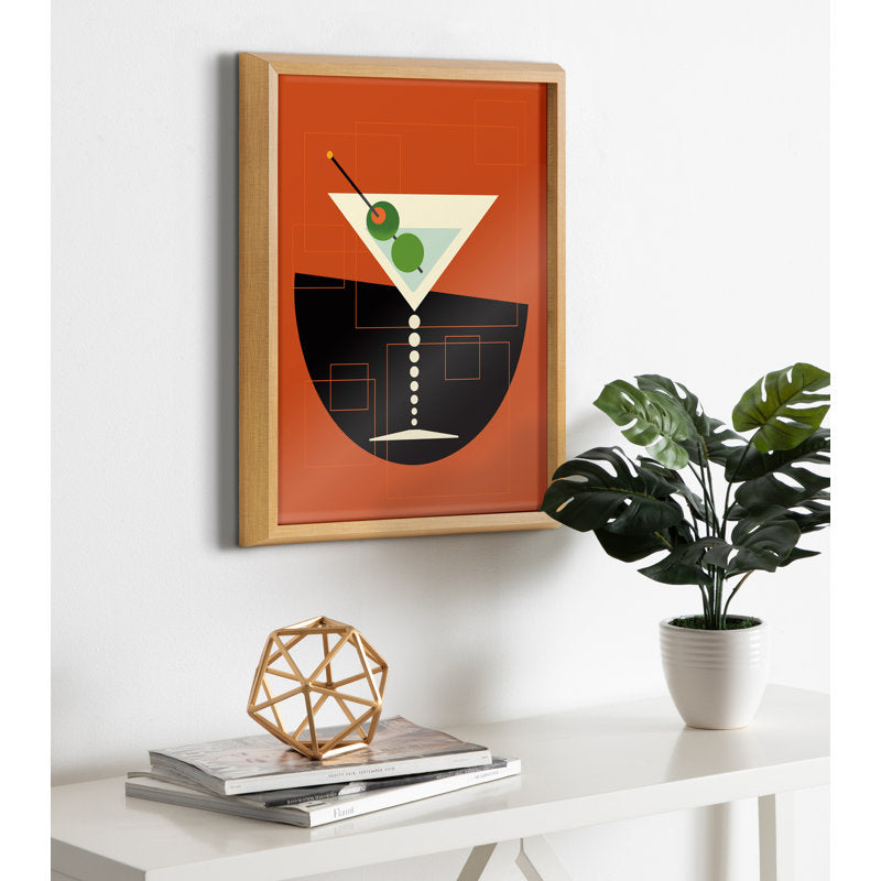 Modern Martini Oil Painting - Stylish Floater Frame Art for Home Decor