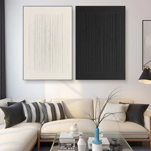 Elegant Minimalist Textured Oil Painting Duo for Modern Home Decor