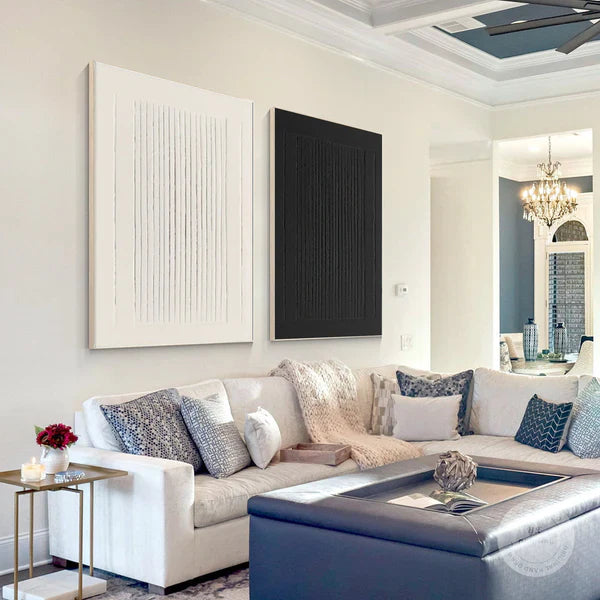 Elegant Minimalist Textured Oil Painting Duo for Modern Home Decor