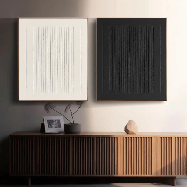 Elegant Minimalist Textured Oil Painting Duo for Modern Home Decor