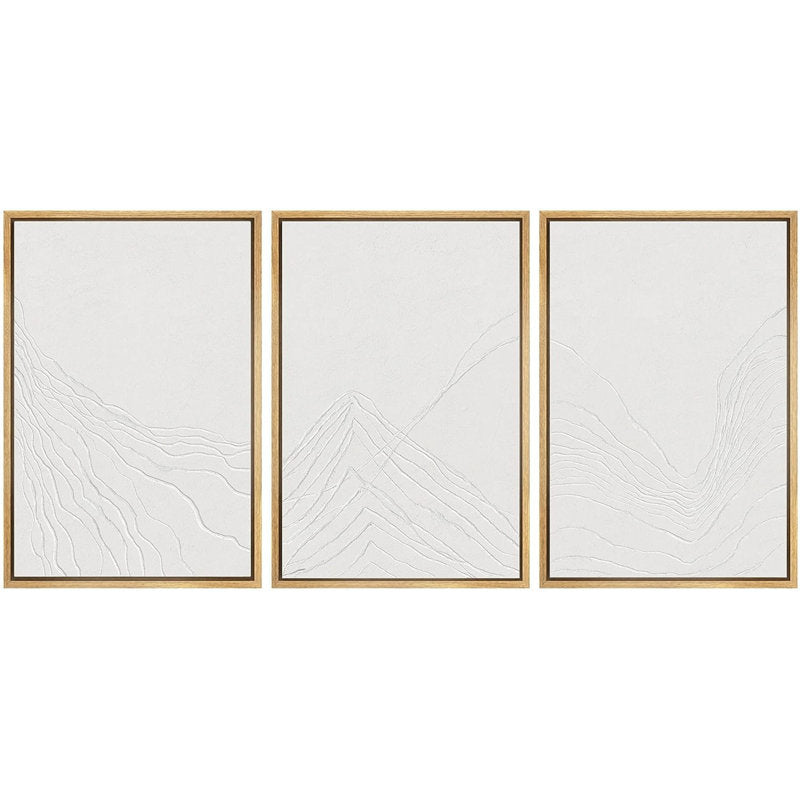 Abstract Minimalist Mountain Range Canvas Art - Neutral Framed Wall Décor for Modern Spaces
