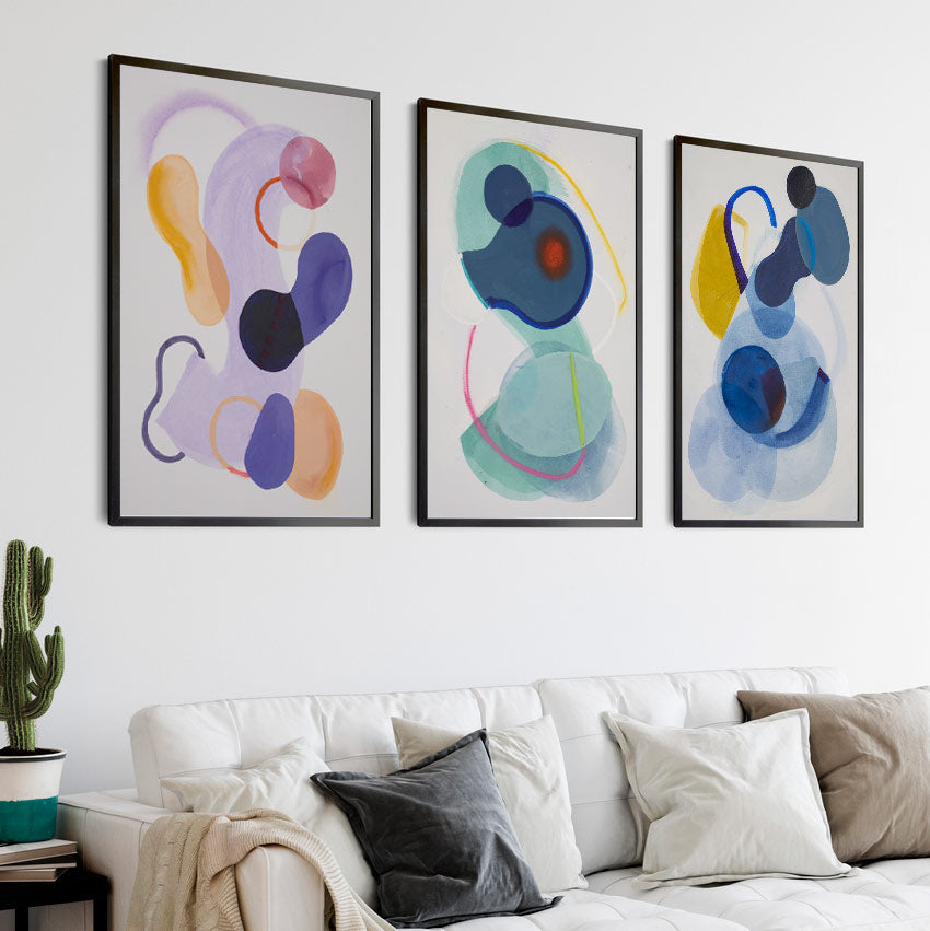 Abstract Blue and Yellow Oil Painting with Modern Artistic Expression