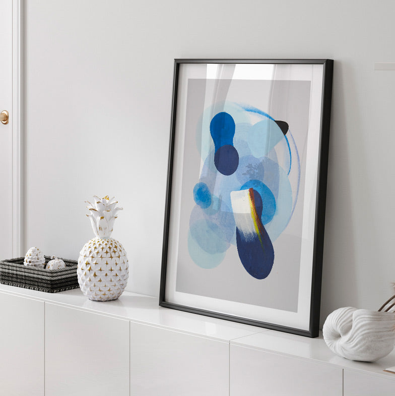 Contemporary Blue Abstract Oil Painting for Modern Home Décor