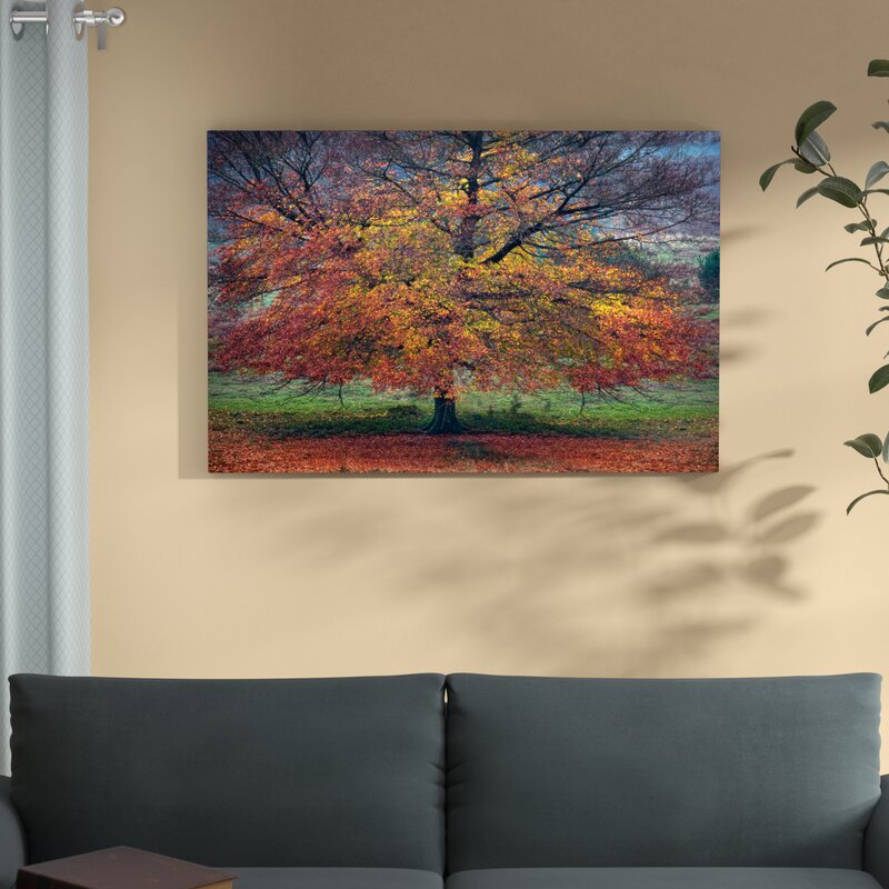 Vibrant Autumn Tree Oil Painting - Modern Home Decor Artwork