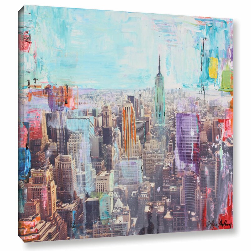 Vibrant Urban Cityscape - Modern Oil Painting of a Skyline and Contemporary Abstract Art