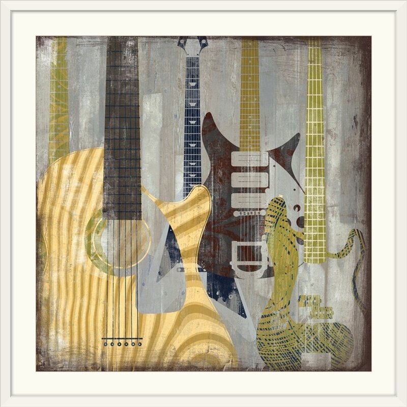 Vibrant Guitar Art: Modern Abstract Oil Painting for Music Lovers