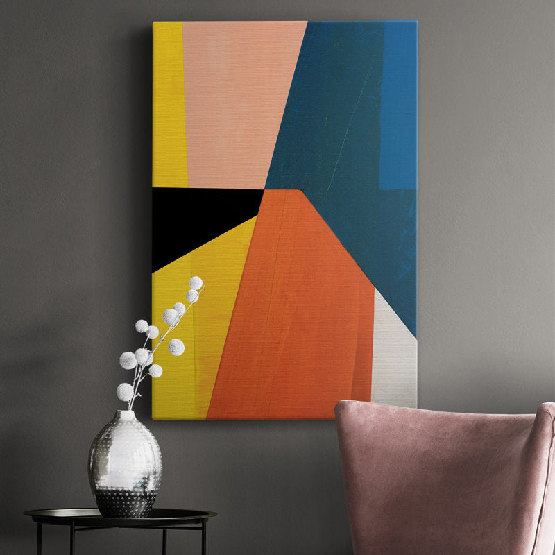 Abstract Geometric Oil Painting in Bold Colors for Modern Spaces