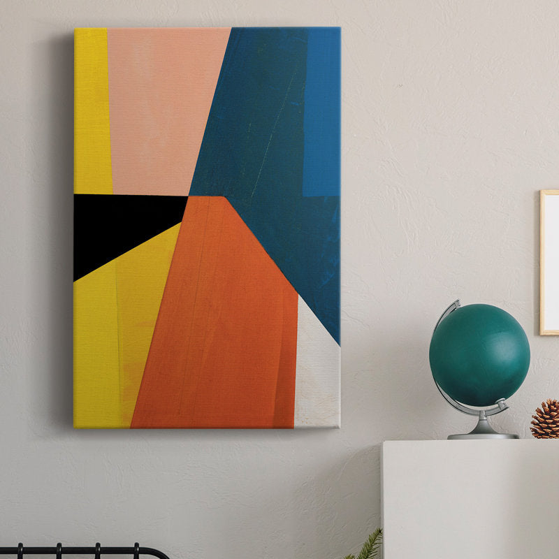 Abstract Geometric Oil Painting in Bold Colors for Modern Spaces