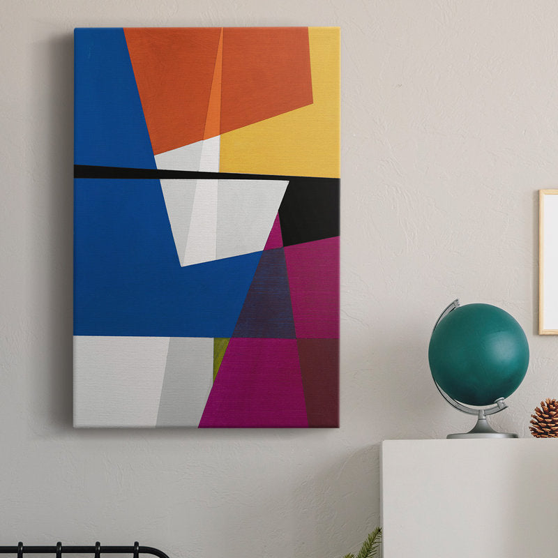Vibrant Abstract Geometric Oil Painting for Modern Home Decor