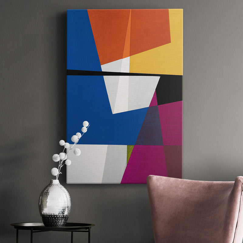 Vibrant Abstract Geometric Oil Painting for Modern Home Decor