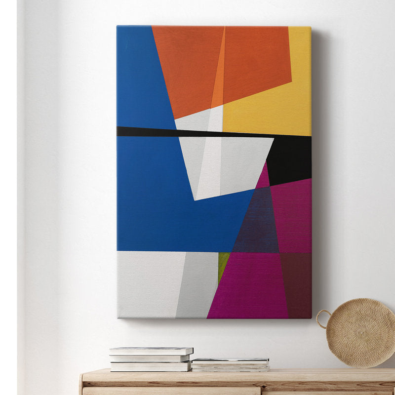 Vibrant Abstract Geometric Oil Painting for Modern Home Decor