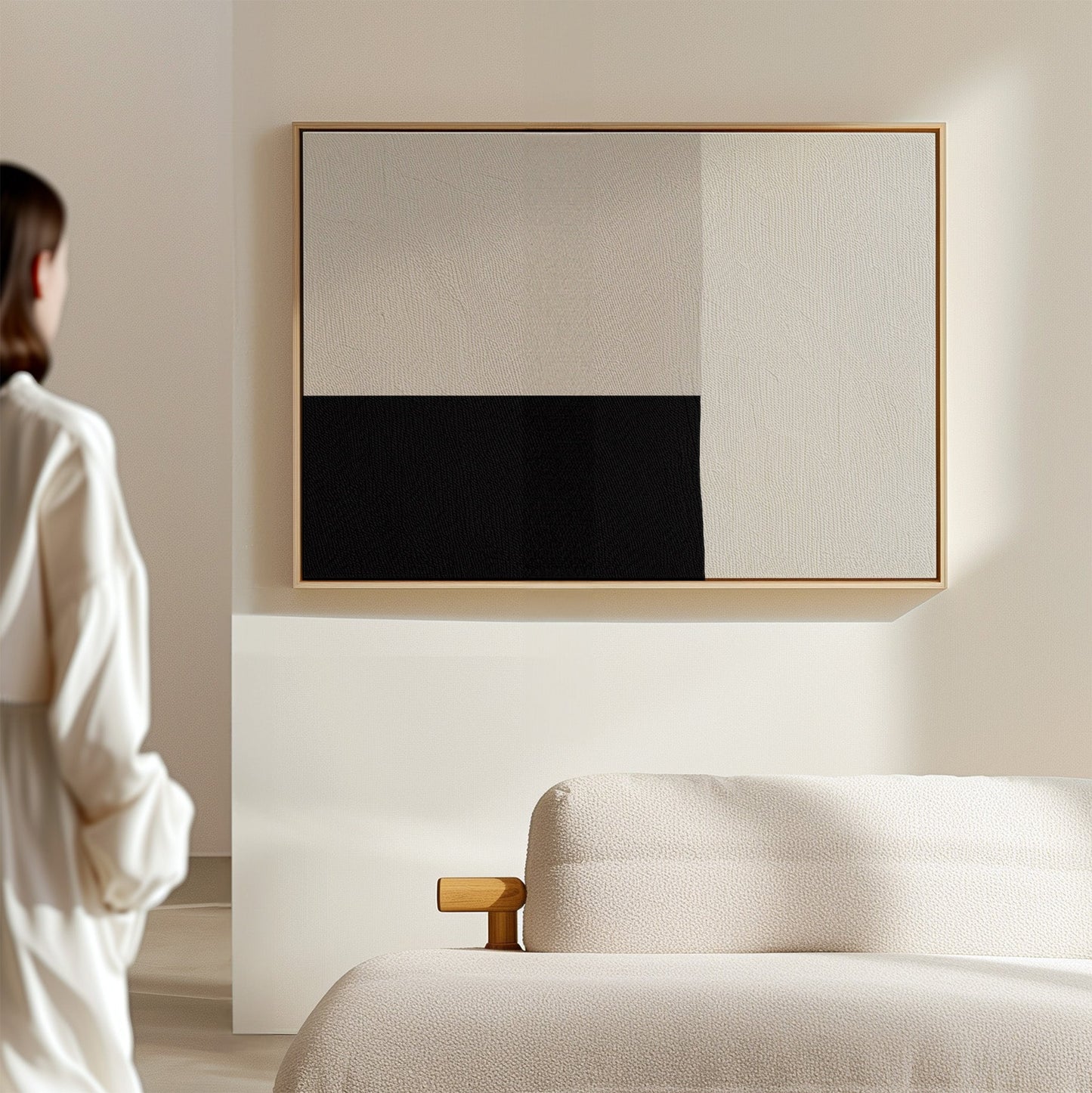 Minimalist Monochrome Abstract Oil Painting for Modern Art Decor
