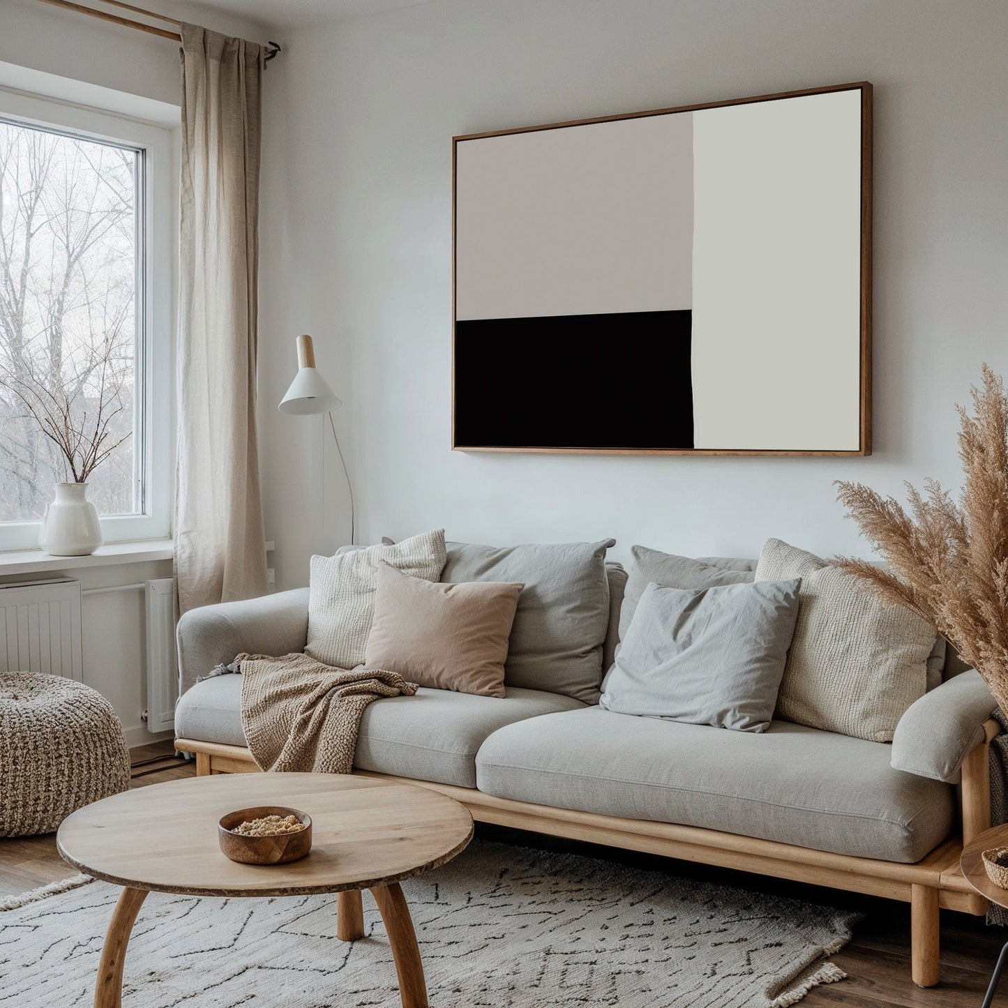Minimalist Monochrome Abstract Oil Painting for Modern Art Decor