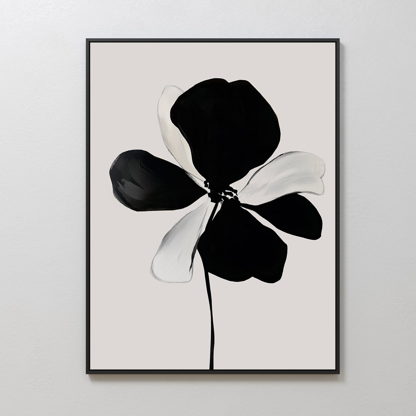 Elegant Monochrome Floral Canvas Painting for Modern Home Décor