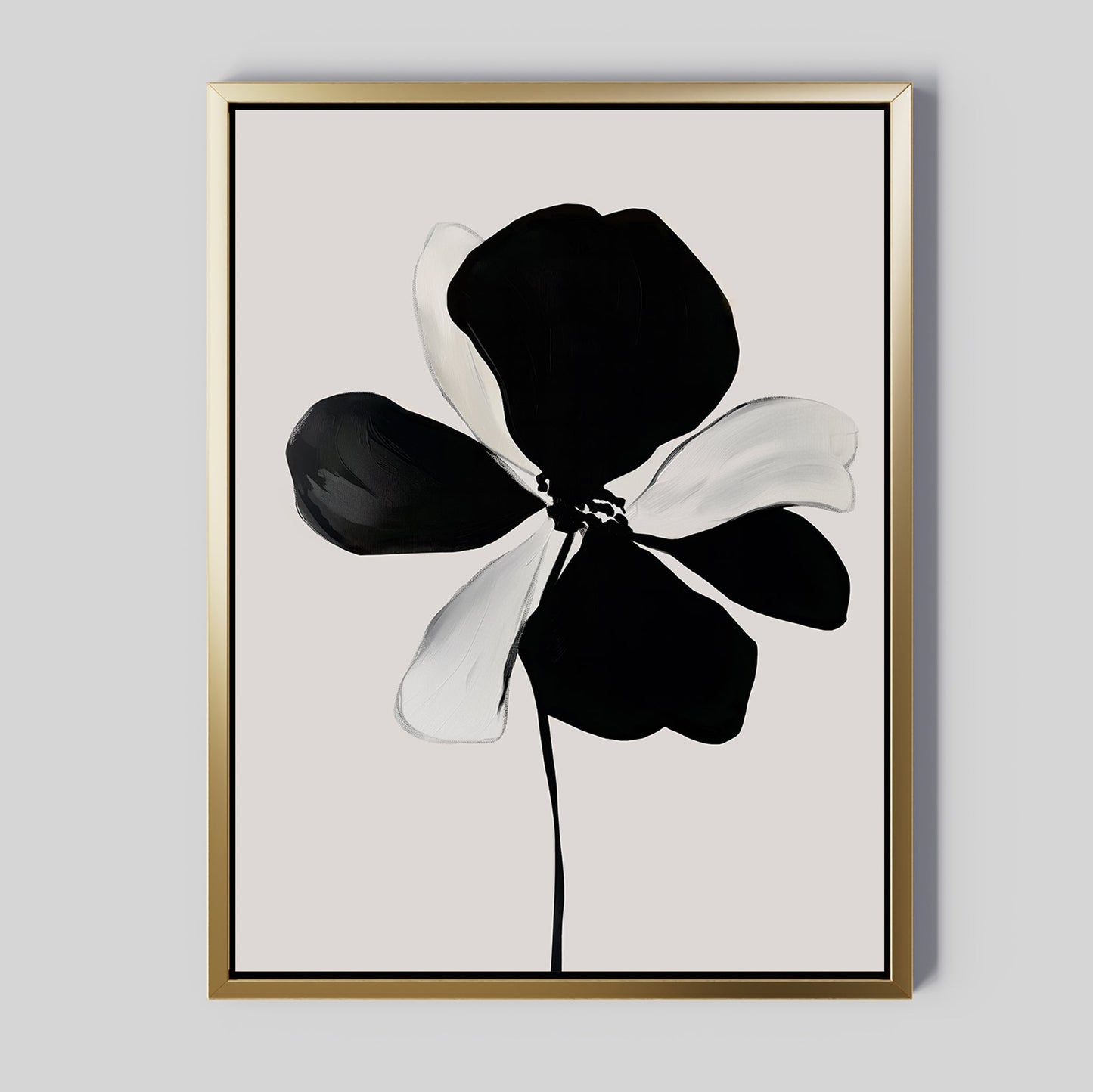 Elegant Monochrome Floral Canvas Painting for Modern Home Décor
