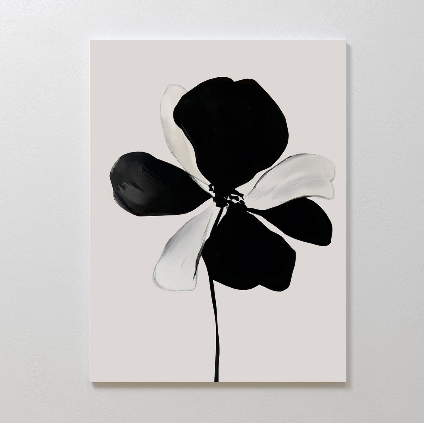 Elegant Monochrome Floral Canvas Painting for Modern Home Décor