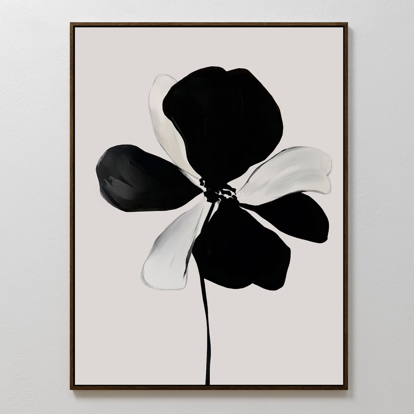 Elegant Monochrome Floral Canvas Painting for Modern Home Décor