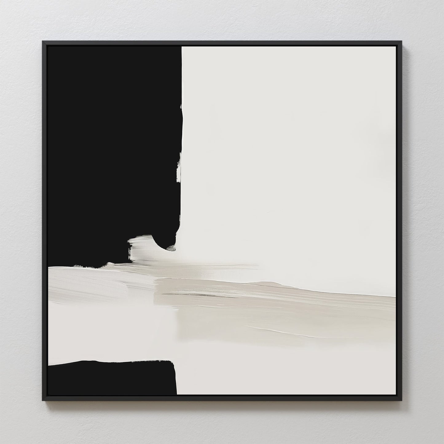 Black and White Abstract Oil Painting - Modern Monochrome Wall Art for Home Decor