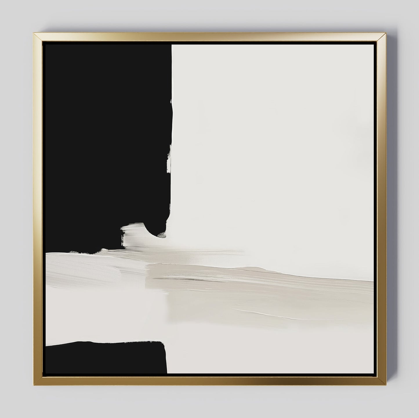 Black and White Abstract Oil Painting - Modern Monochrome Wall Art for Home Decor