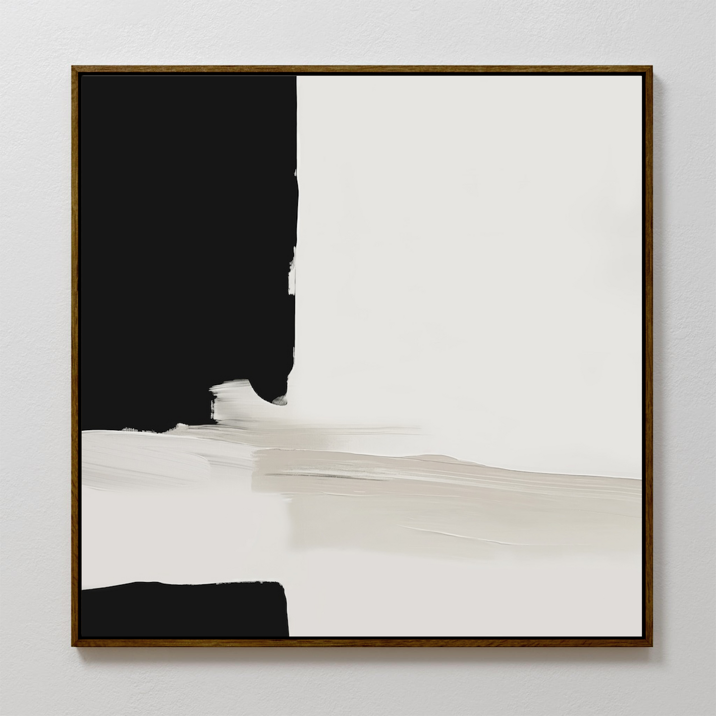 Black and White Abstract Oil Painting - Modern Monochrome Wall Art for Home Decor