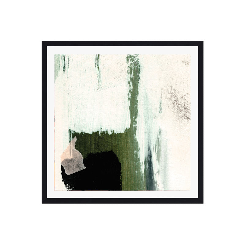 Modern Abstract Oil Painting with Green and Black Textures