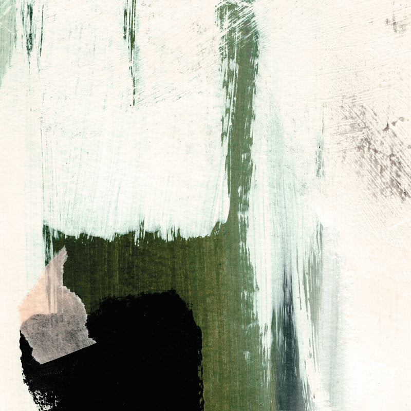 Modern Abstract Oil Painting with Green and Black Textures
