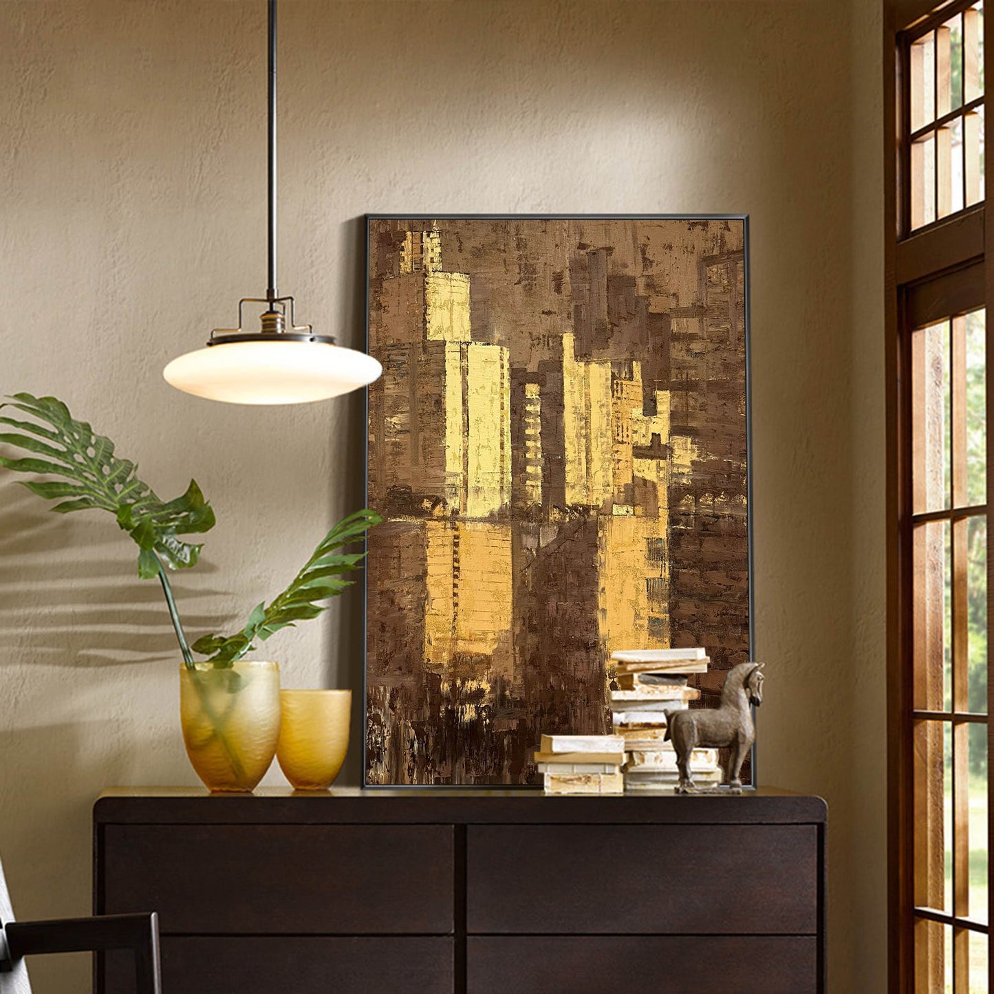 Contemporary Urban Abstract Oil Painting for Modern Home Decor