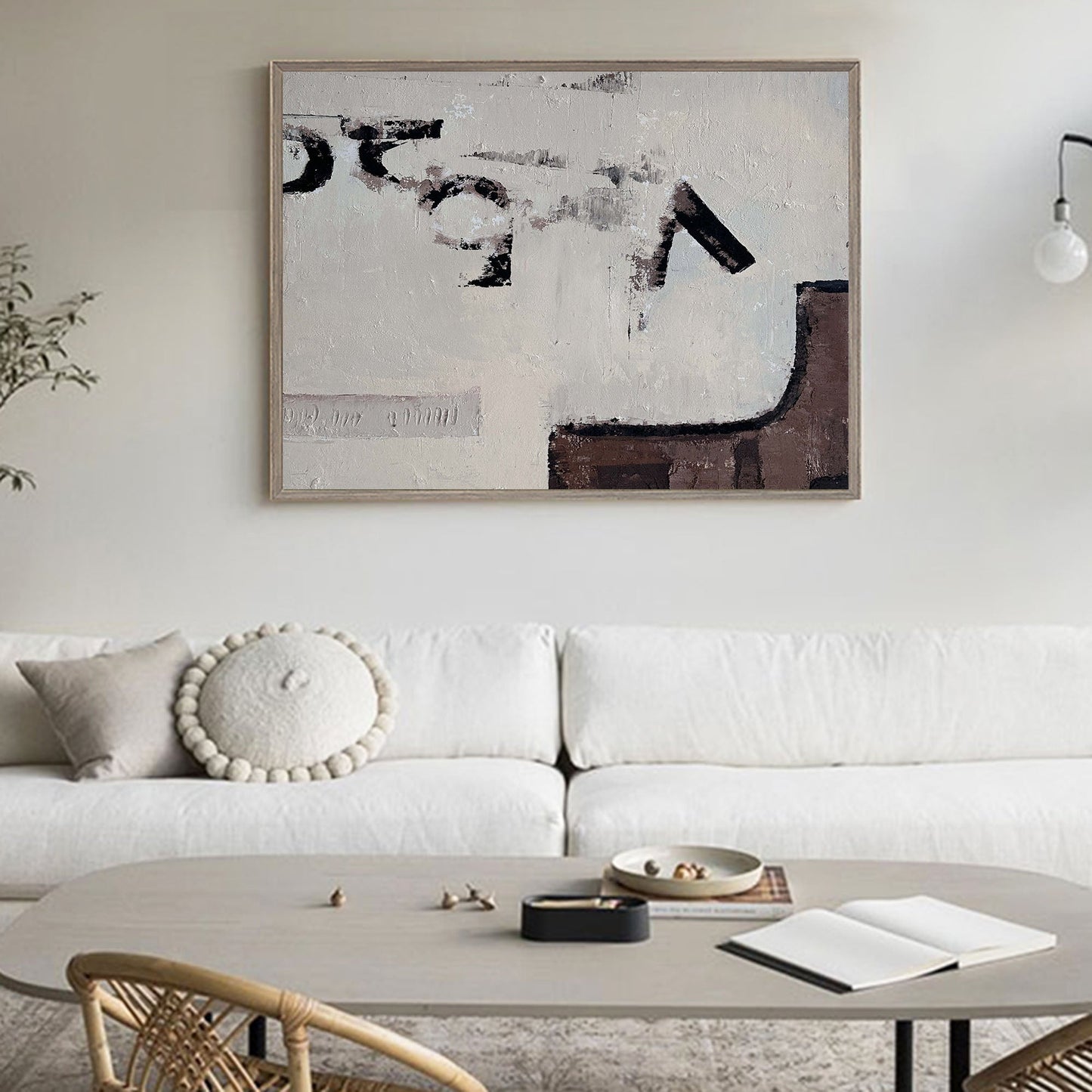 Contemporary Abstract Oil Painting with Neutral Tones for Modern Decor