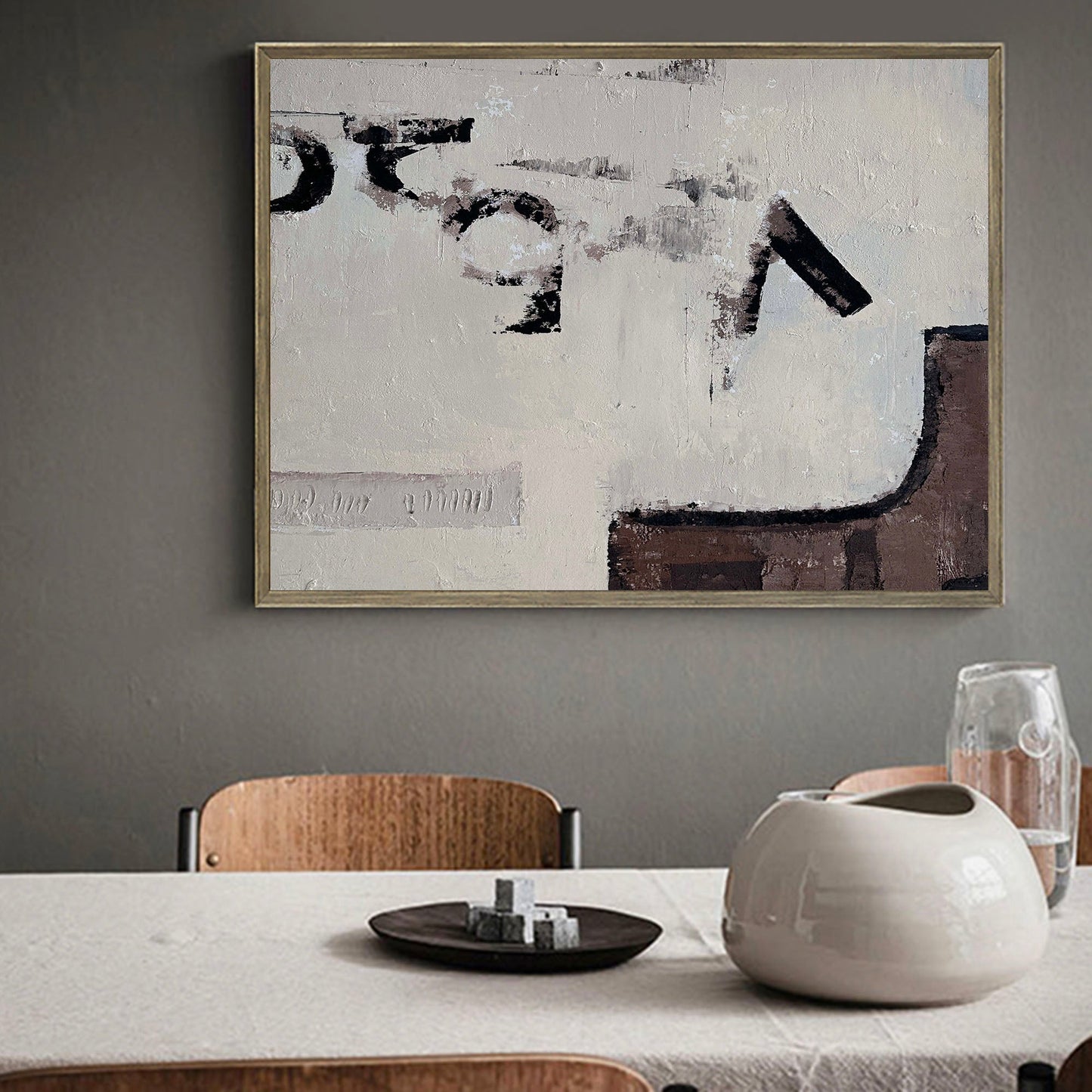 Contemporary Abstract Oil Painting with Neutral Tones for Modern Decor