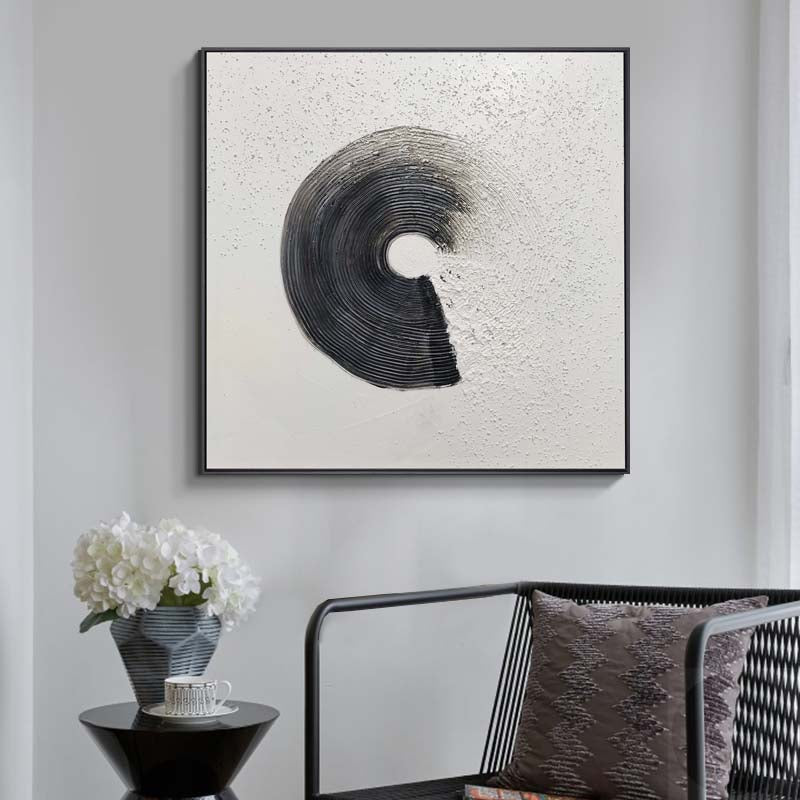 Contemporary Monochrome Abstract Oil Painting for Modern Home Decor