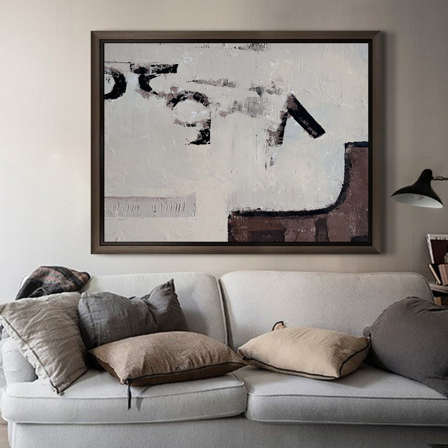 Contemporary Abstract Oil Painting with Neutral Tones for Modern Decor