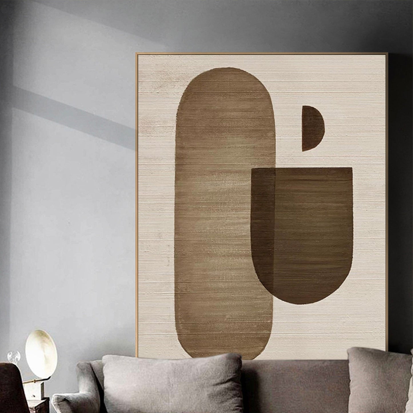 Modern Wabi-Sabi Abstract Oil Painting in Earthy Tones for Minimalist Décor
