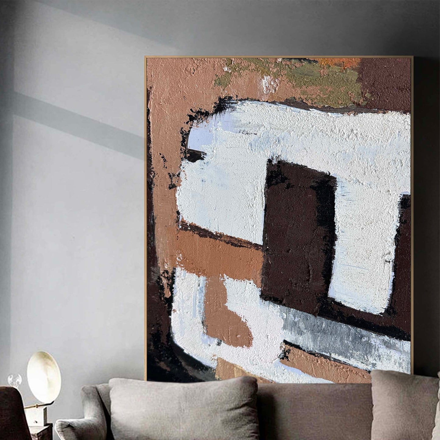 Contemporary Abstract Oil Painting with Bold Textures and Earthy Tones