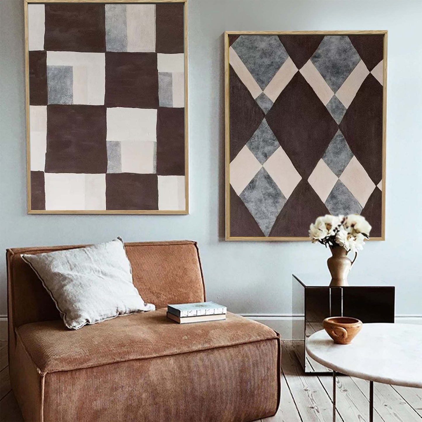 Contemporary Minimalist Geometric Oil Painting for Modern Home Decor