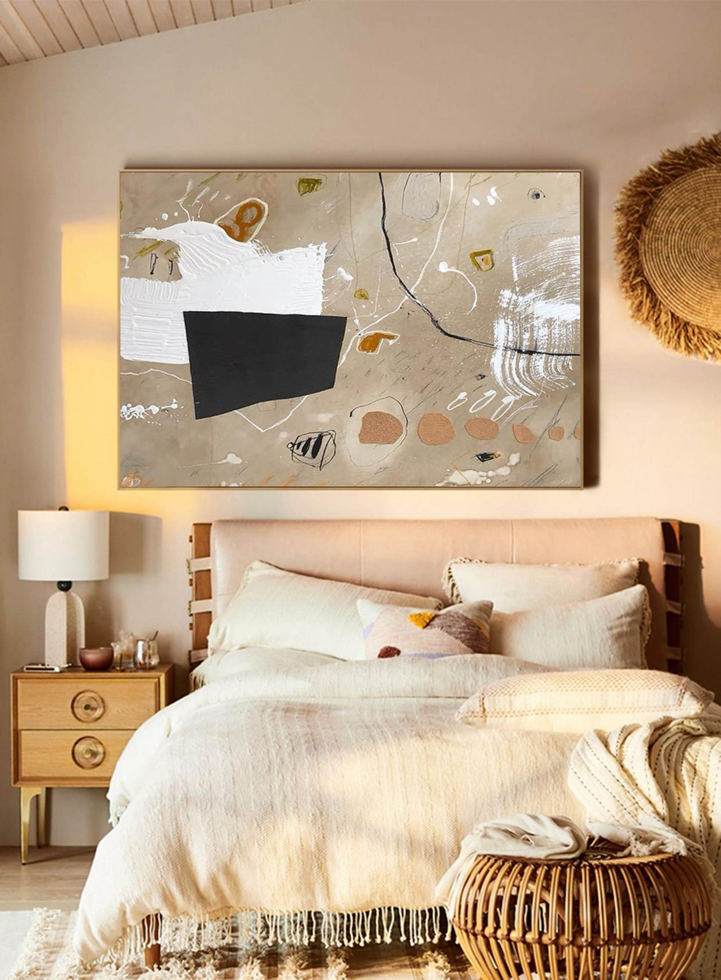 Contemporary Abstract Oil Painting with Energetic Textures and Bold Shapes