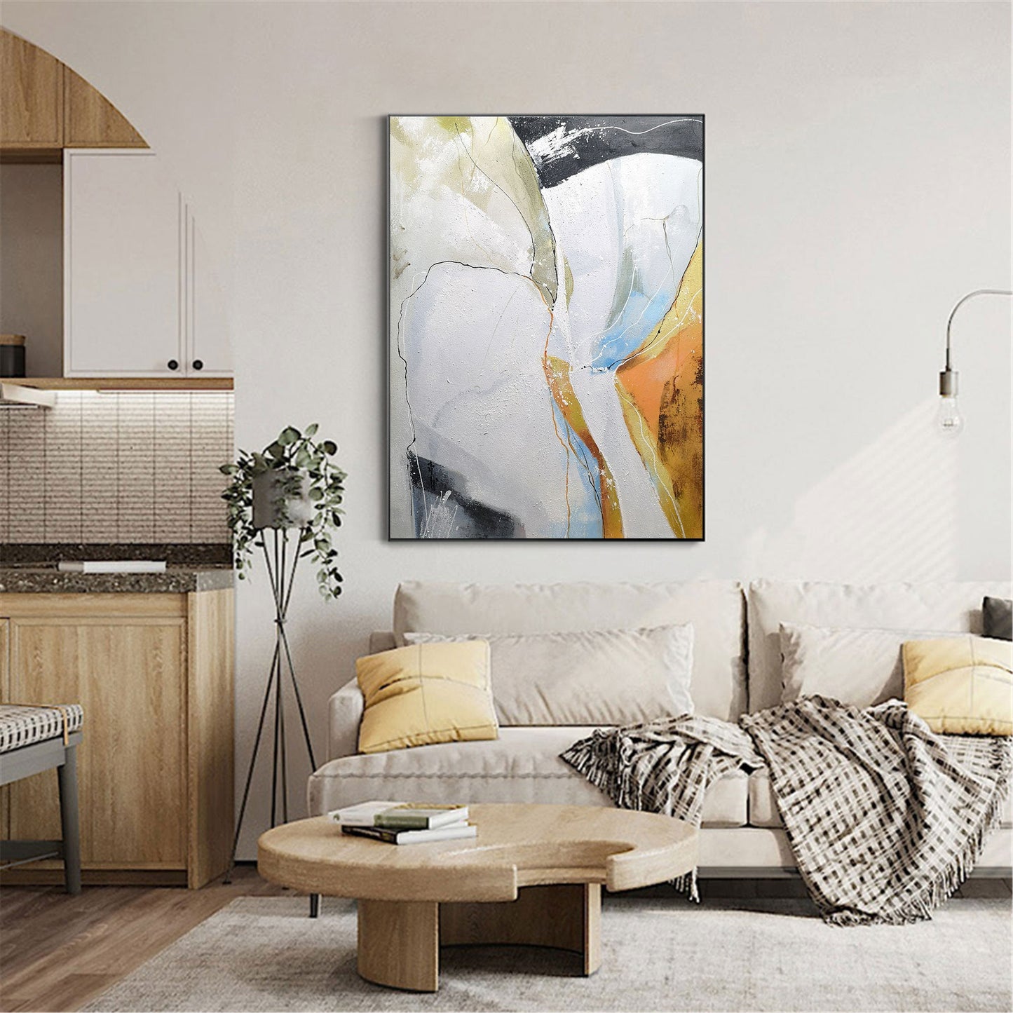 Modern Abstract Geometric Oil Painting in Vibrant Colors for Contemporary Decor