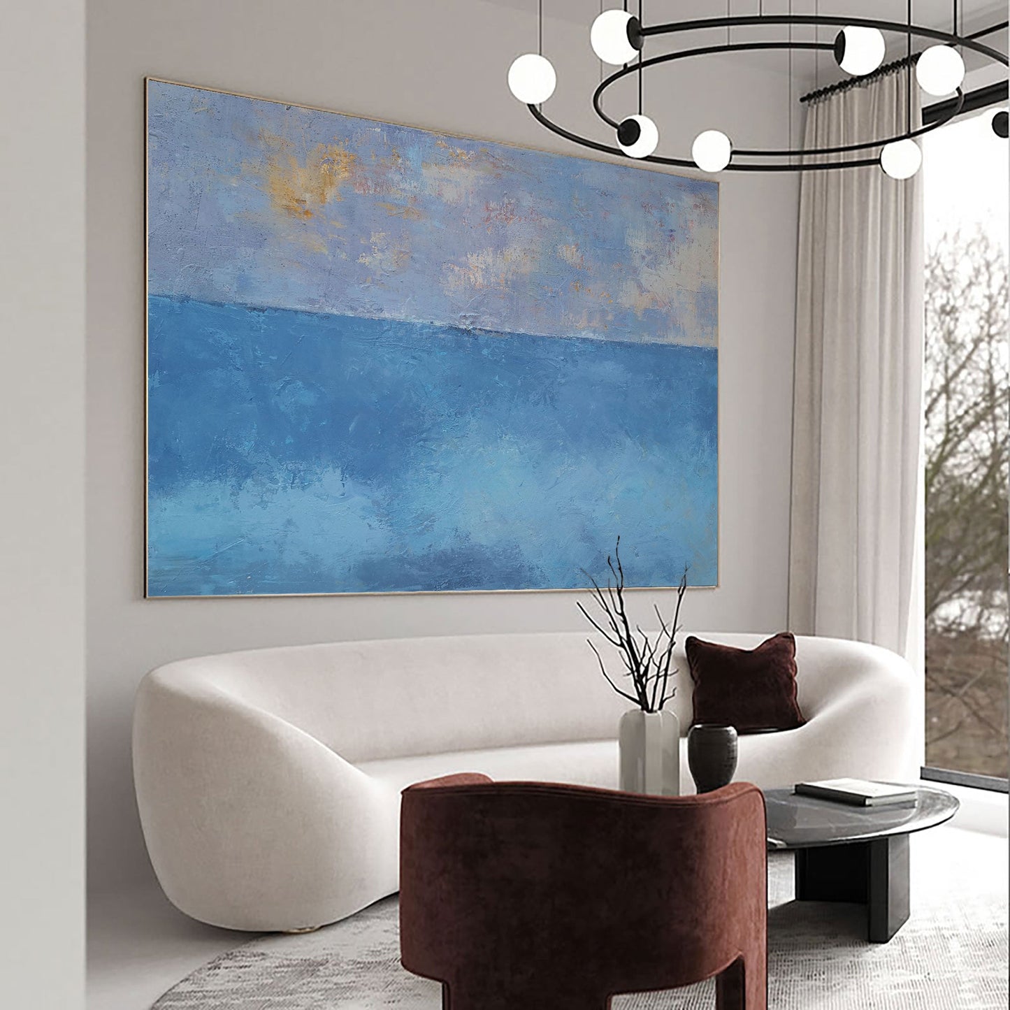 Vibrant Impressionist Ocean Canvas Art - Tranquil Seascape Blue Horizon Decor