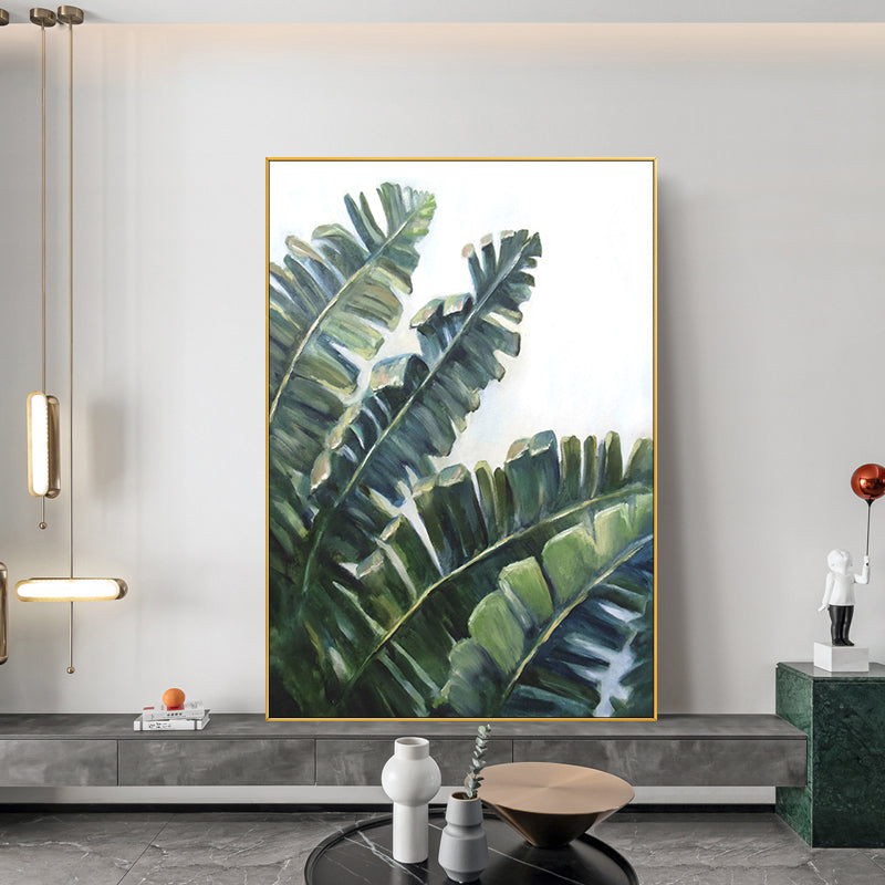 Vertical Palm Leaves Accent California Style Oil Painting