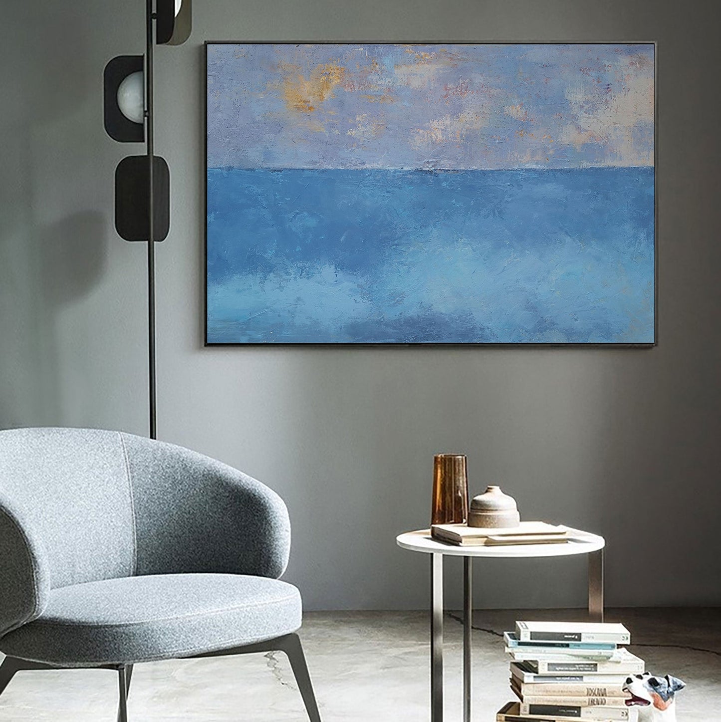 Vibrant Impressionist Ocean Canvas Art - Tranquil Seascape Blue Horizon Decor