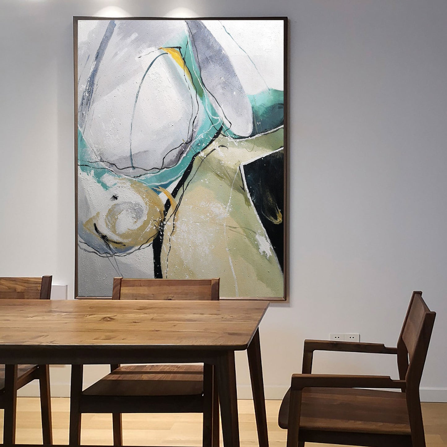 Contemporary Large Abstract Geometric Oil Painting for Modern Home Decor