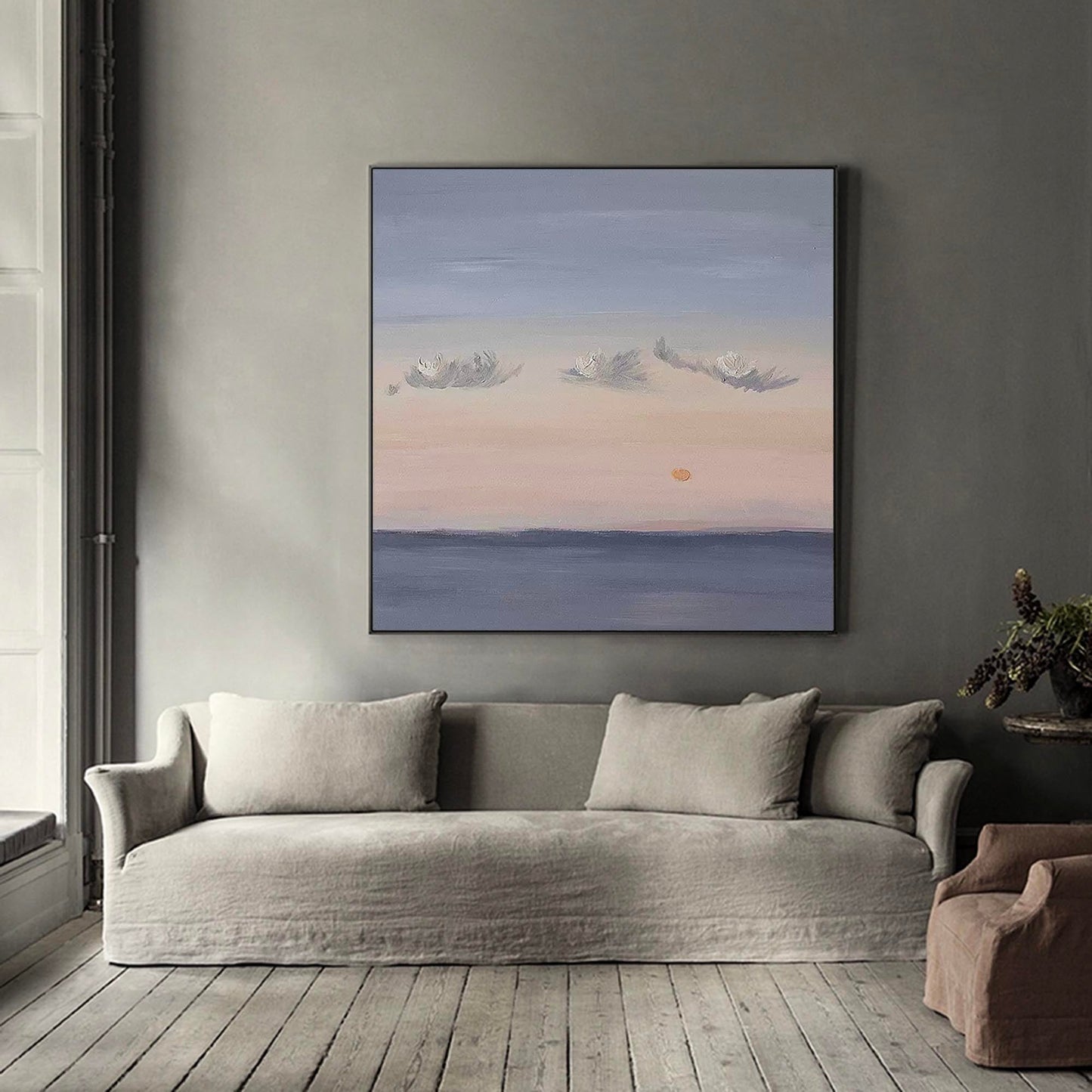 Tranquil Sunset Over Water - Serene Oil Painting Landscape for Home Decor