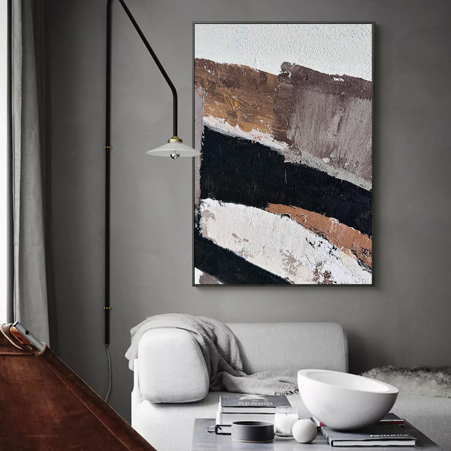 Contemporary Abstract Oil Painting with Rich Textures and Bold Colors