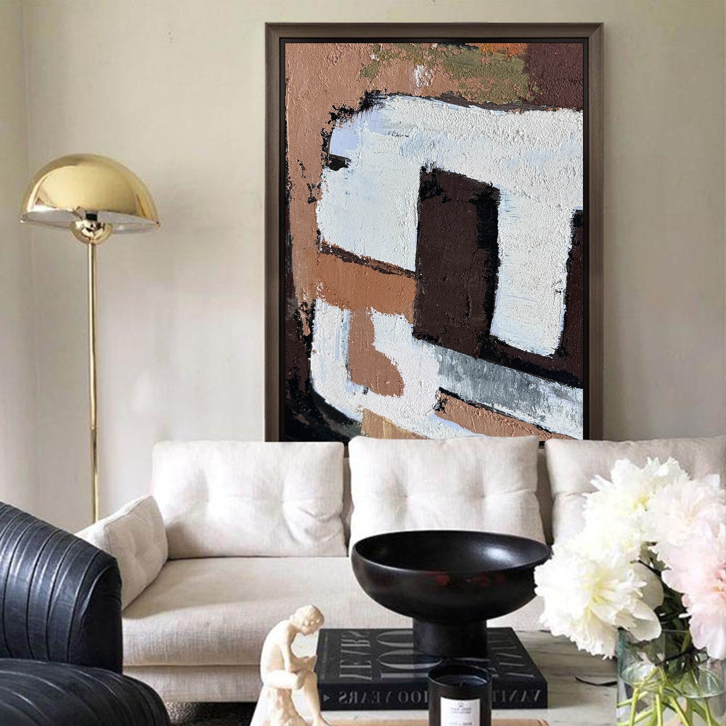 Contemporary Abstract Oil Painting with Bold Textures and Earthy Tones