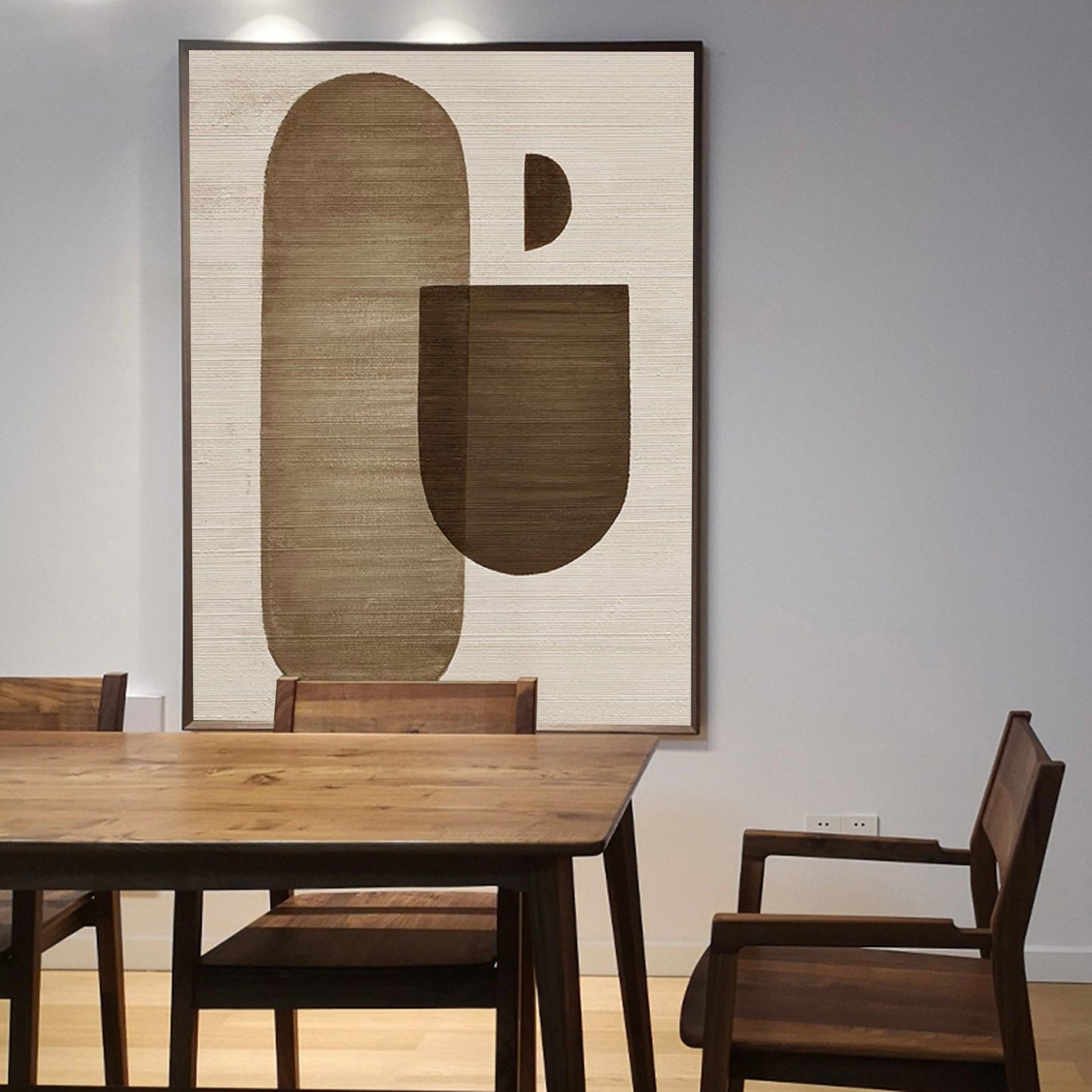 Modern Wabi-Sabi Abstract Oil Painting in Earthy Tones for Minimalist Décor