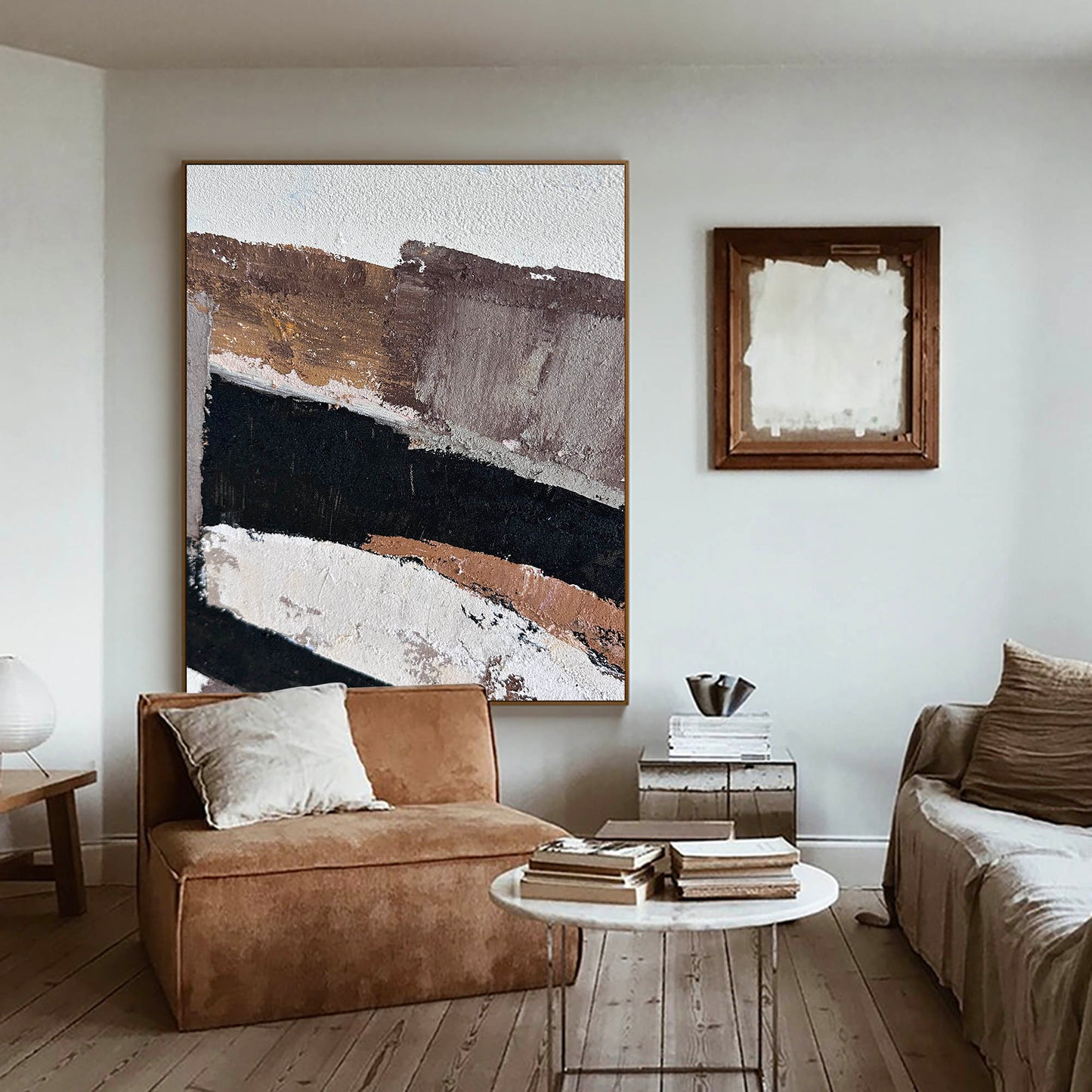 Contemporary Abstract Oil Painting with Rich Textures and Bold Colors