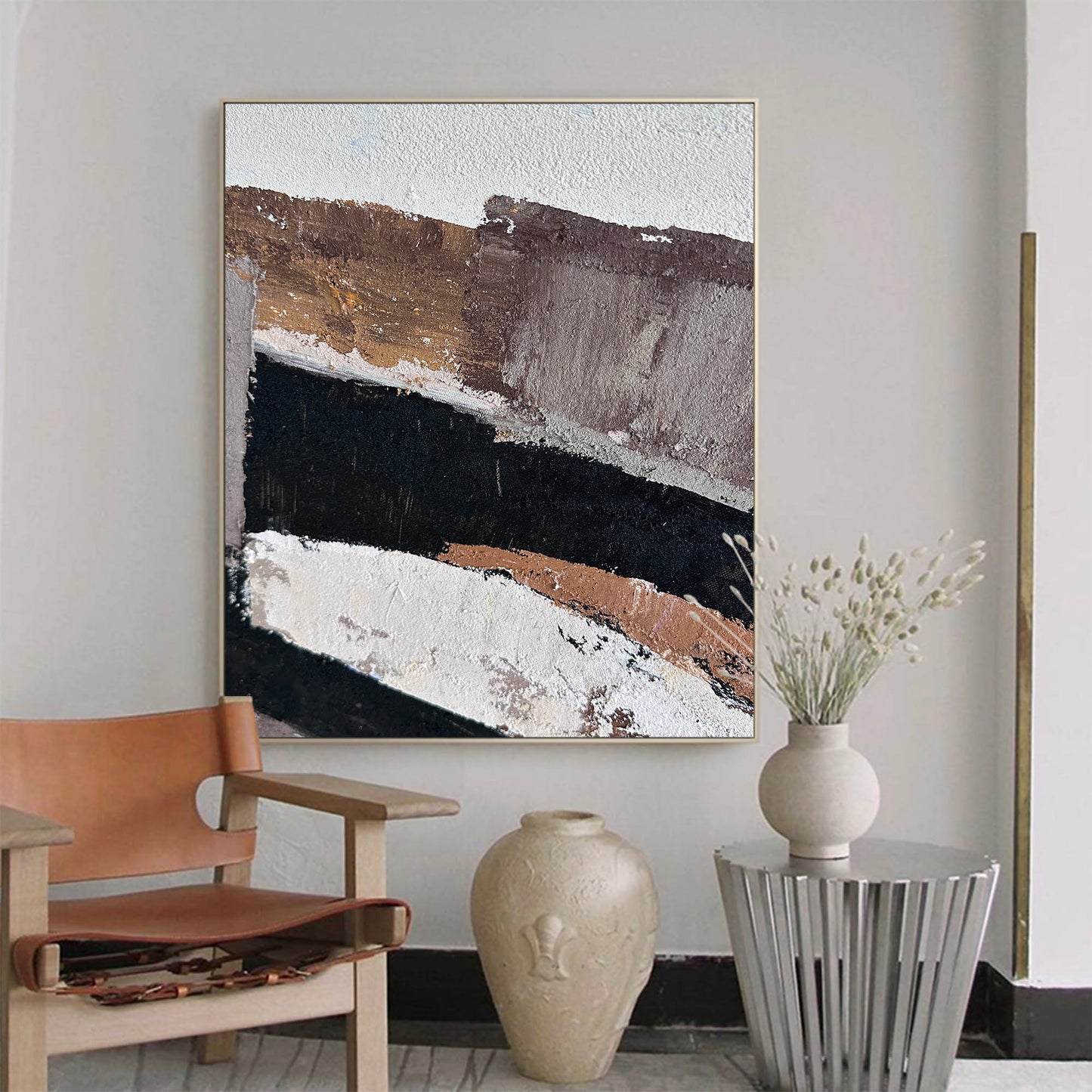 Contemporary Abstract Oil Painting with Rich Textures and Bold Colors