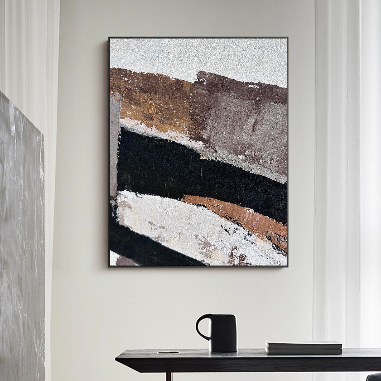 Contemporary Abstract Oil Painting with Rich Textures and Bold Colors