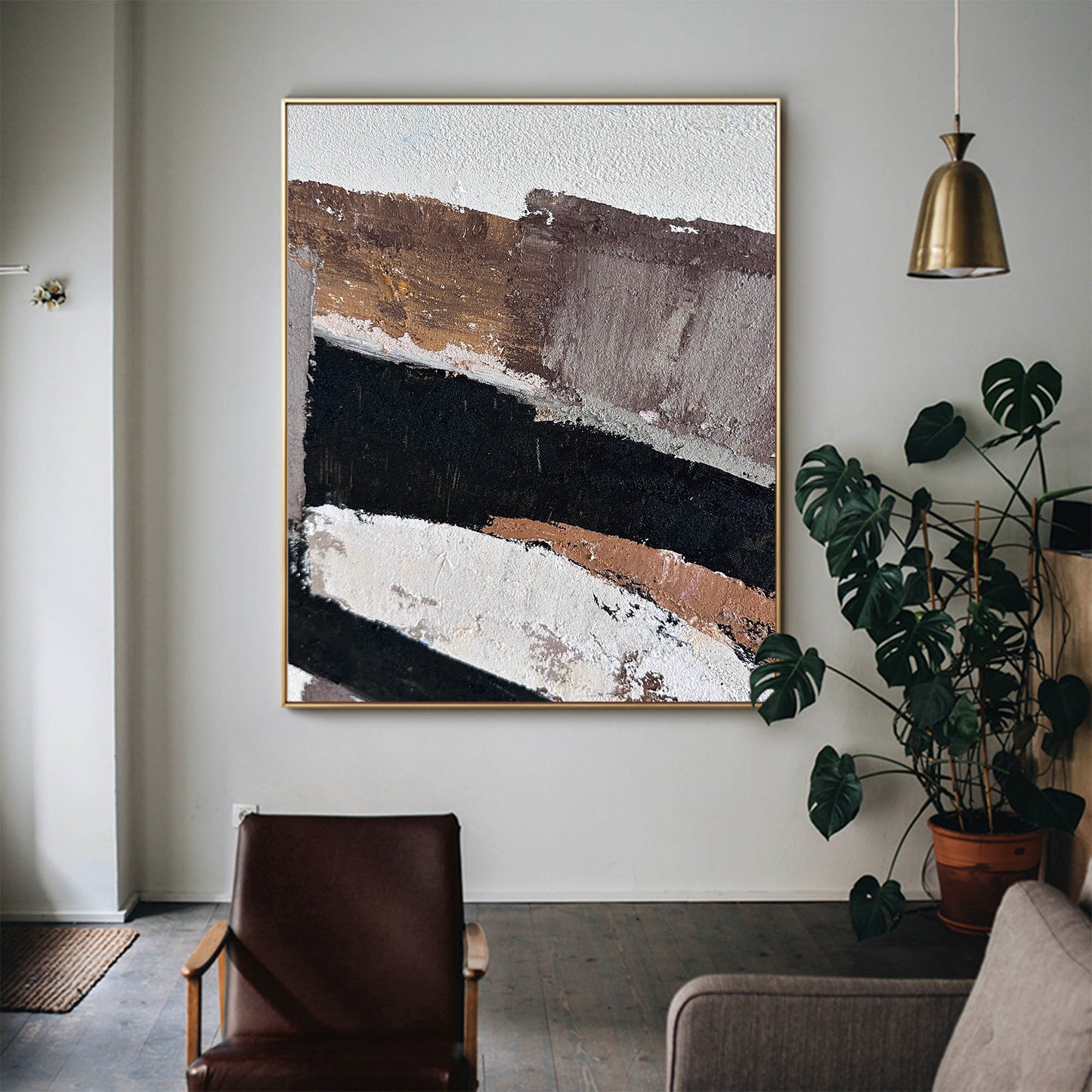 Contemporary Abstract Oil Painting with Rich Textures and Bold Colors