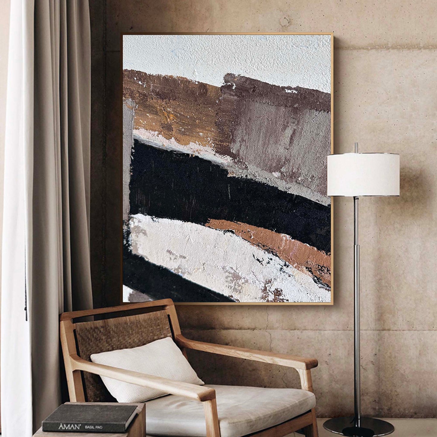 Contemporary Abstract Oil Painting with Rich Textures and Bold Colors